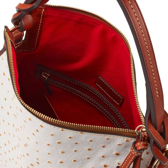 Dooney & Bourke Ostrich Twist Strap Hobo Shoulder Bag - Bone - Picture 3 of 4